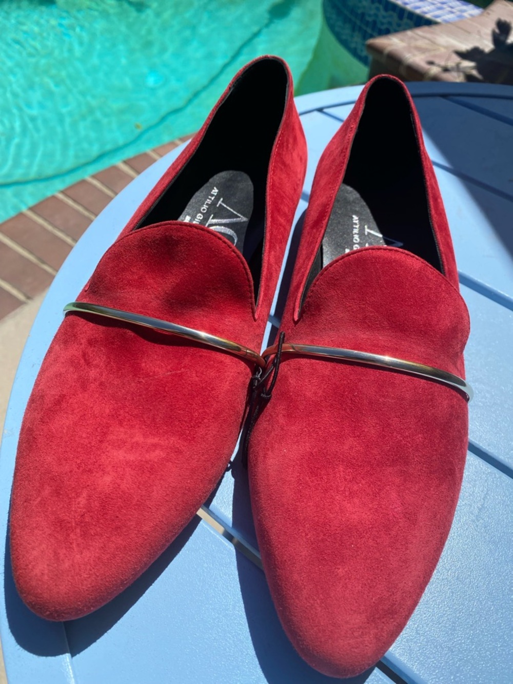 Agl Red Suede Slip-On Loafers Women Shoes ♥️